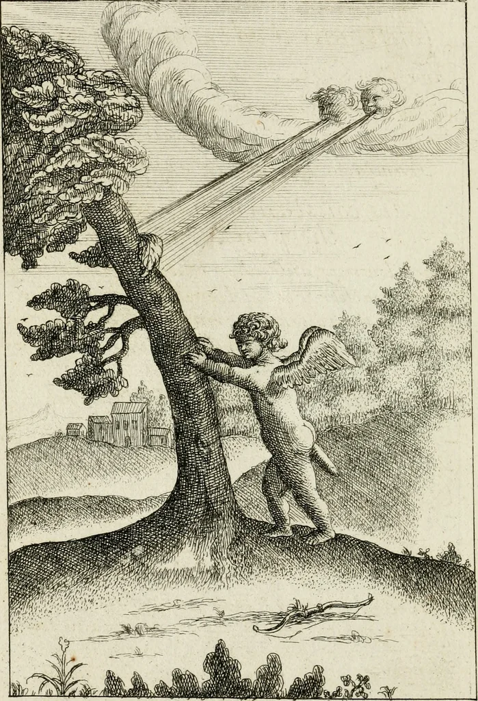 An illustration from Emblemata amatoria = Emblems of love = Embleme d'amore = Emblemes d'amour : in four languages, dedicated to the ladys, 1683, leaf 89