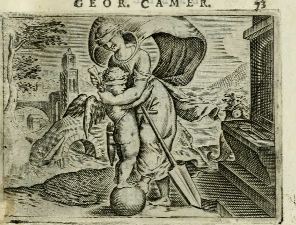 An illustration from Emblemata amatoria Georgii Camerarii, 1627, leaf 76