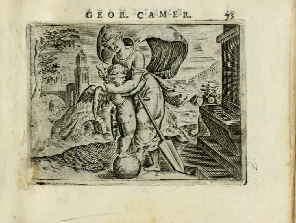 An illustration from Emblemata amatoria Georgii Camerarii, 1627, leaf 77