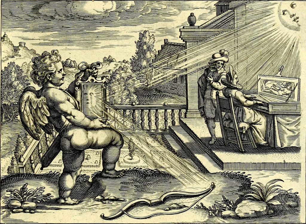 An illustration from Emblemata amatoria. Afbeeldinghen van minne. Emblemes d'amovr, 1618, leaf 36