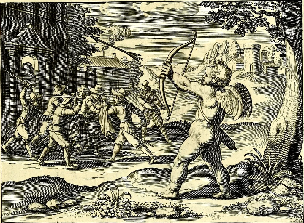 An illustration from Emblemata amatoria. Afbeeldinghen van minne. Emblemes d'amovr, 1618, leaf 46