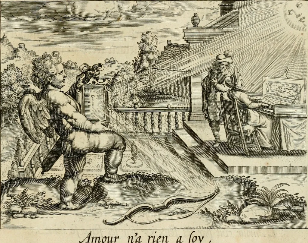 An illustration from Emblemata amatoria = Afbeeldinghen van minne = Emblemes d'amour, 1618, leaf 36