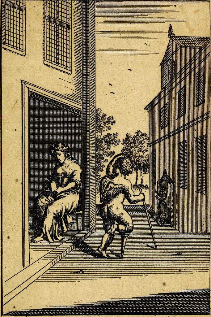 An illustration from Emblemata amatoria : emblemes d'amour en quatre langue [i.e. langues], 1690, leaf 102