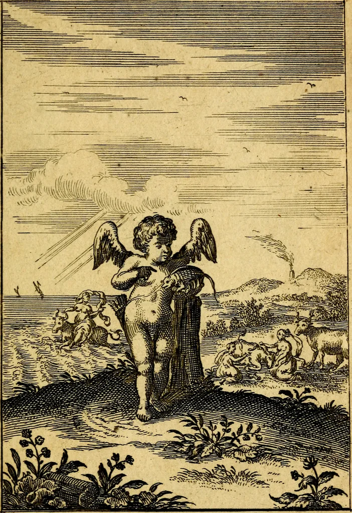 An illustration from Emblemata amatoria : emblemes d'amour en quatre langue [i.e. langues], 1690, leaf 106