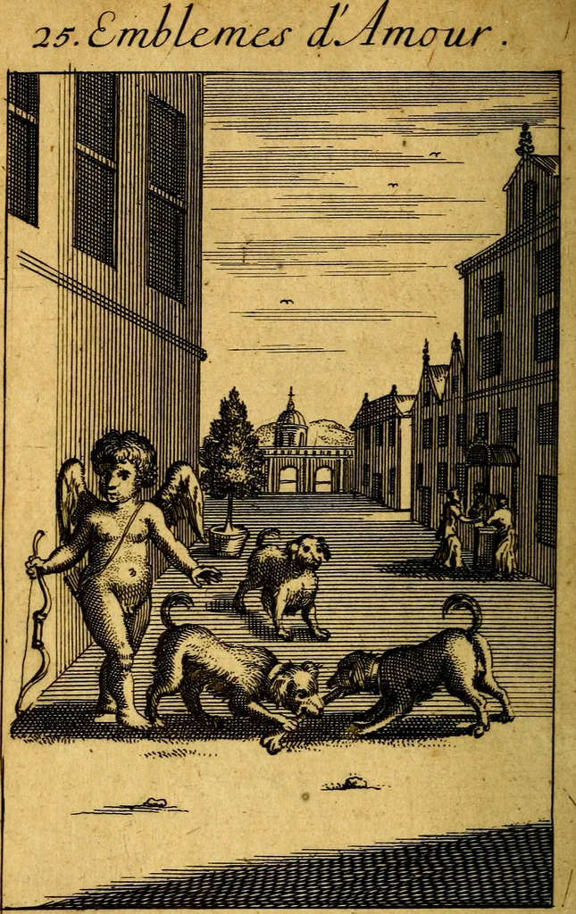 An illustration from Emblemata amatoria : emblemes d'amour en quatre langue [i.e. langues], 1690, leaf 109