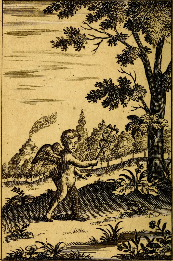 An illustration from Emblemata amatoria : emblemes d'amour en quatre langue [i.e. langues], 1690, leaf 117