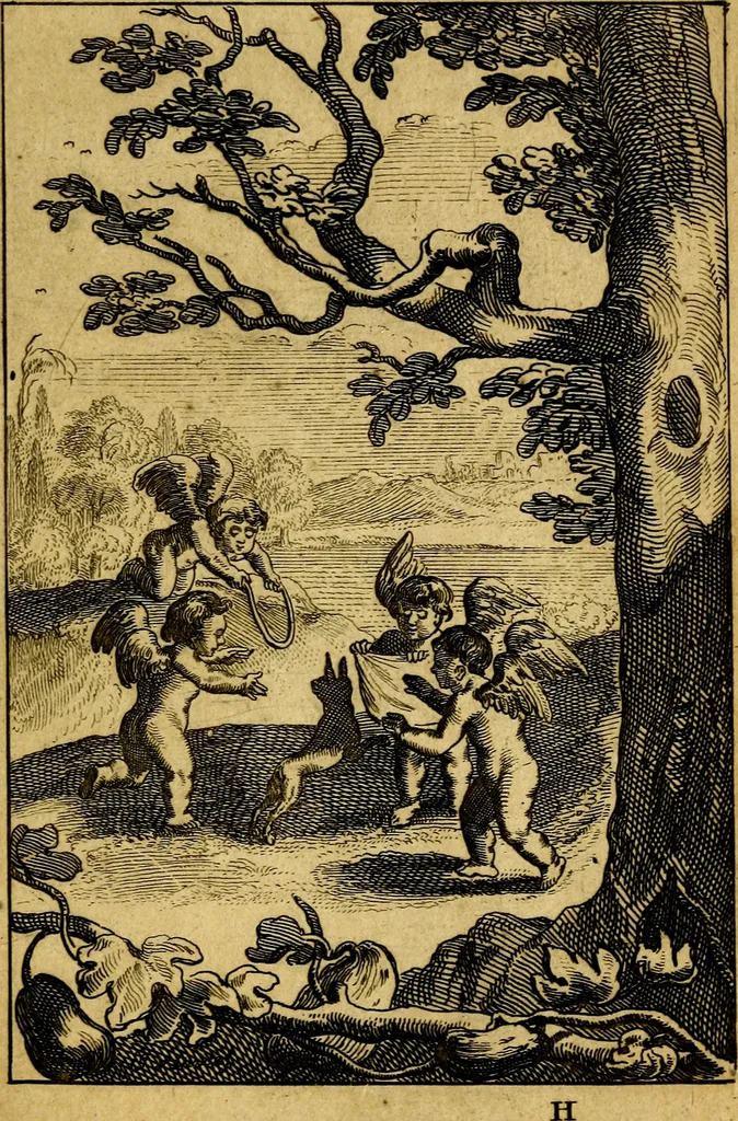 An illustration from Emblemata amatoria : emblemes d'amour en quatre langue [i.e. langues], 1690, leaf 126