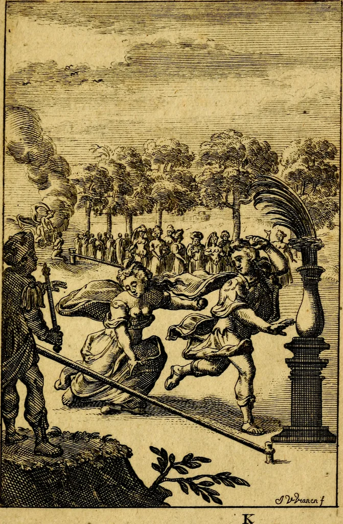 An illustration from Emblemata amatoria : emblemes d'amour en quatre langue [i.e. langues], 1690, leaf 158