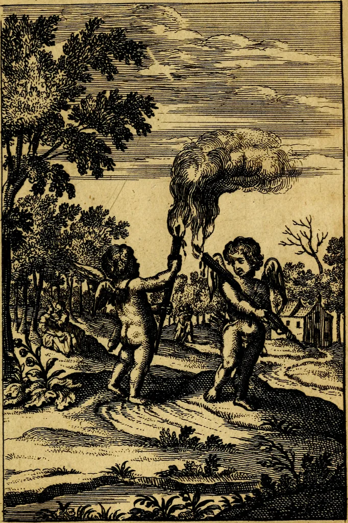 An illustration from Emblemata amatoria : emblemes d'amour en quatre langue [i.e. langues], 1690, leaf 18