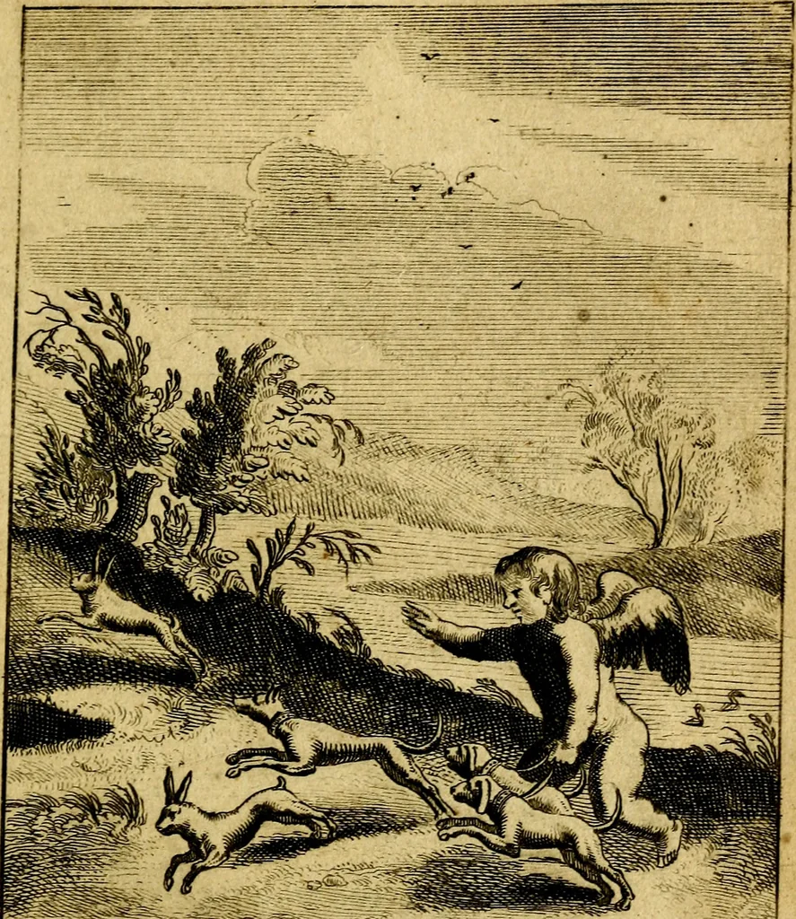 An illustration from Emblemata amatoria : emblemes d'amour en quatre langue [i.e. langues], 1690, leaf 180