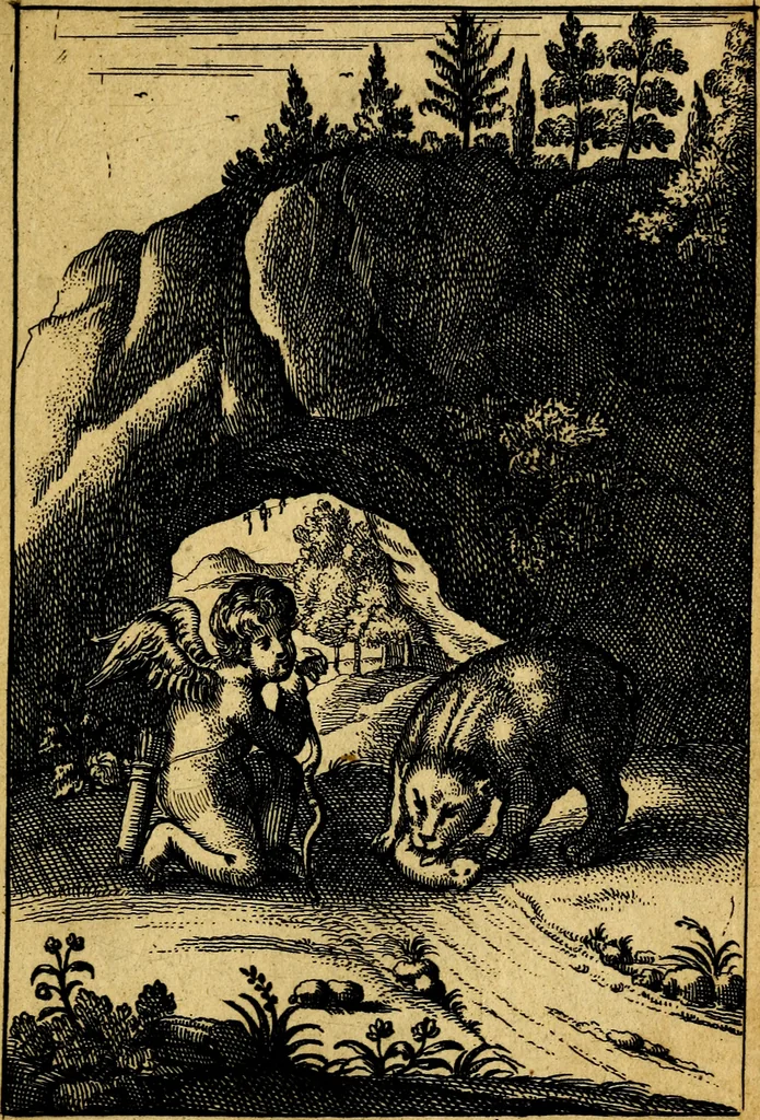 An illustration from Emblemata amatoria : emblemes d'amour en quatre langue [i.e. langues], 1690, leaf 34