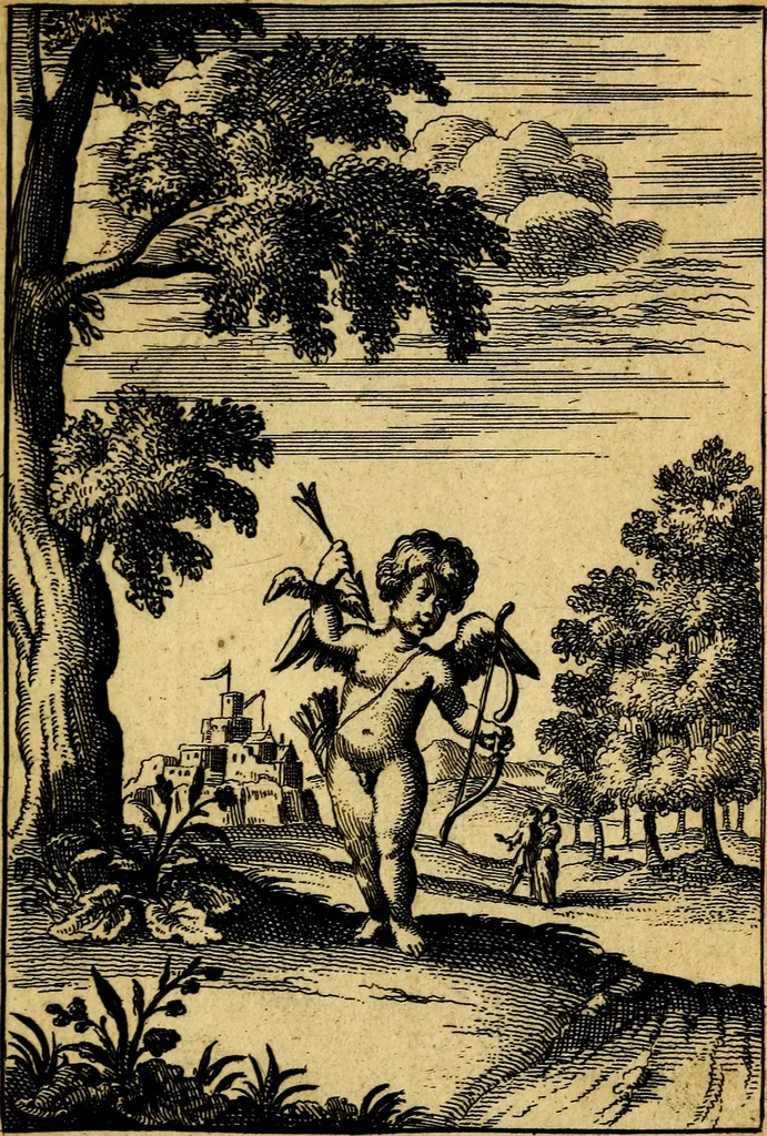 An illustration from Emblemata amatoria : emblemes d'amour en quatre langue [i.e. langues], 1690, leaf 38