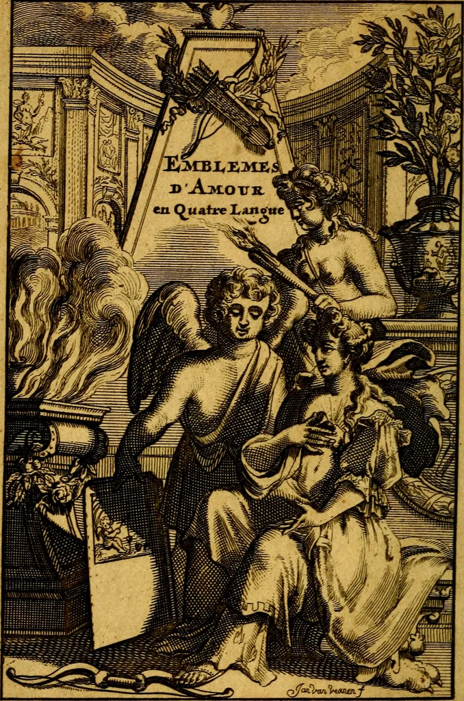 An illustration from Emblemata amatoria : emblemes d'amour en quatre langue [i.e. langues], 1690, leaf 5