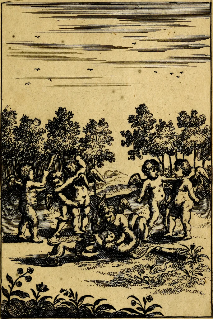 An illustration from Emblemata amatoria : emblemes d'amour en quatre langue [i.e. langues], 1690, leaf 70