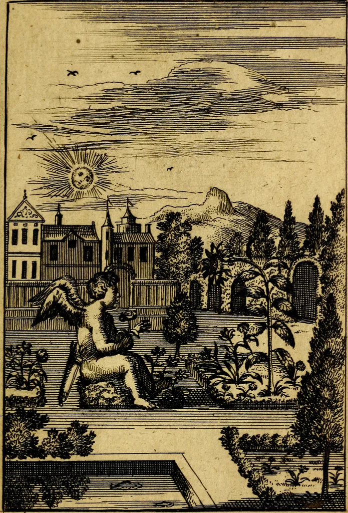 An illustration from Emblemata amatoria : emblemes d'amour en quatre langue [i.e. langues], 1690, leaf 74