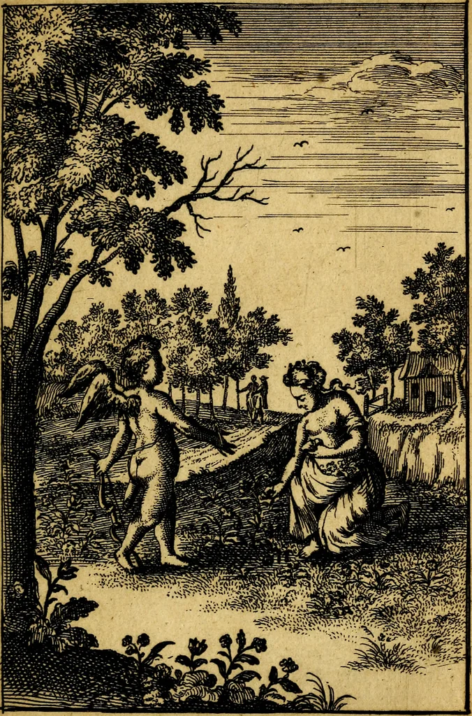 An illustration from Emblemata amatoria : emblemes d'amour en quatre langue [i.e. langues], 1690, leaf 86