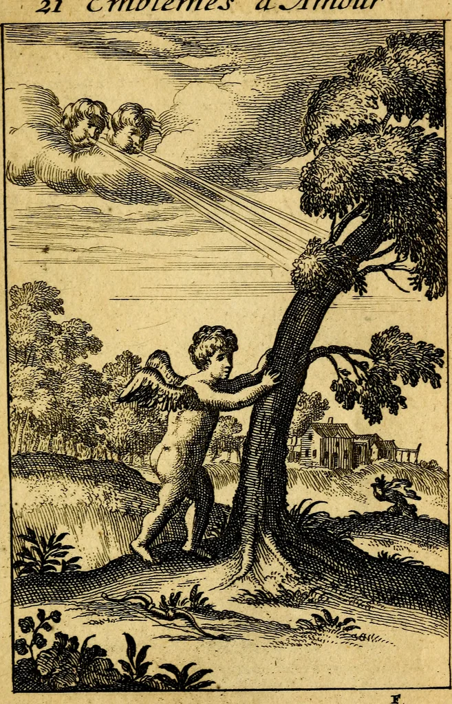 An illustration from Emblemata amatoria : emblemes d'amour en quatre langue [i.e. langues], 1690, leaf 94
