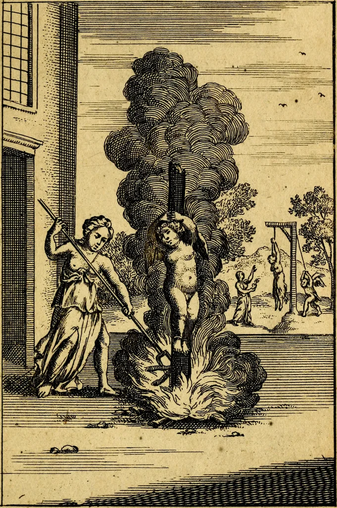 An illustration from Emblemata amatoria : emblemes d'amour en quatre langue [i.e. langues], 1690, leaf 98