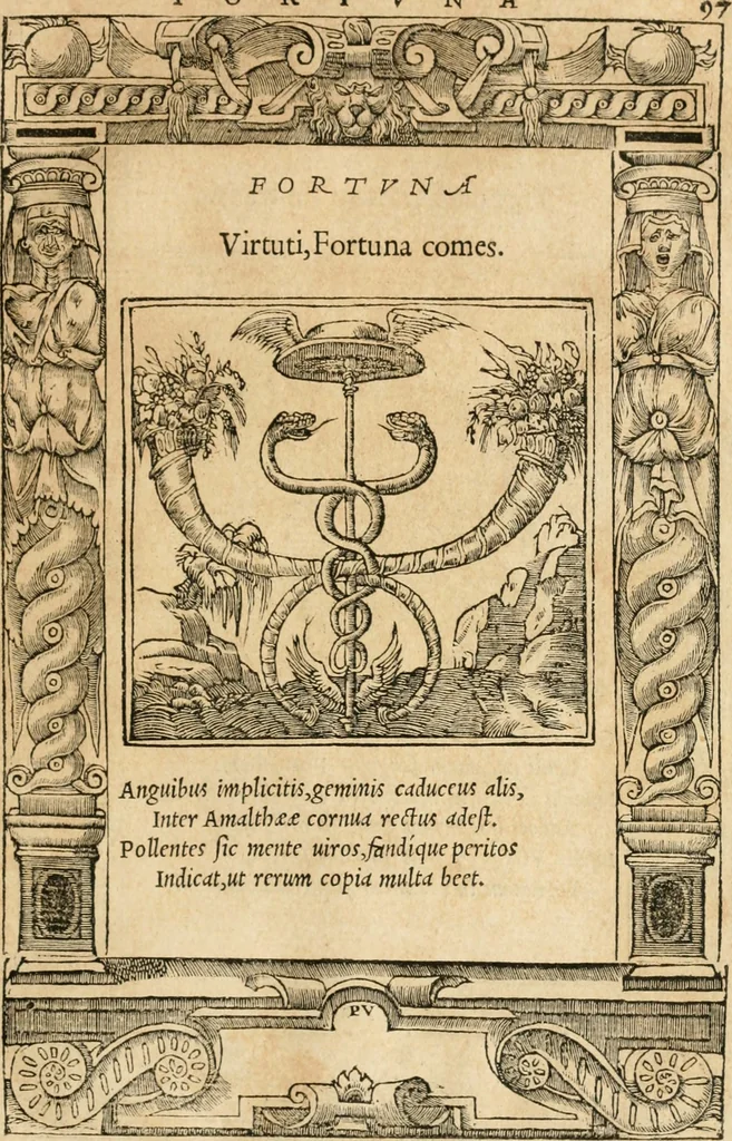 An illustration from Emblemata Andreae Alciati, iurisconsulti clarissimi, 1548, leaf 100