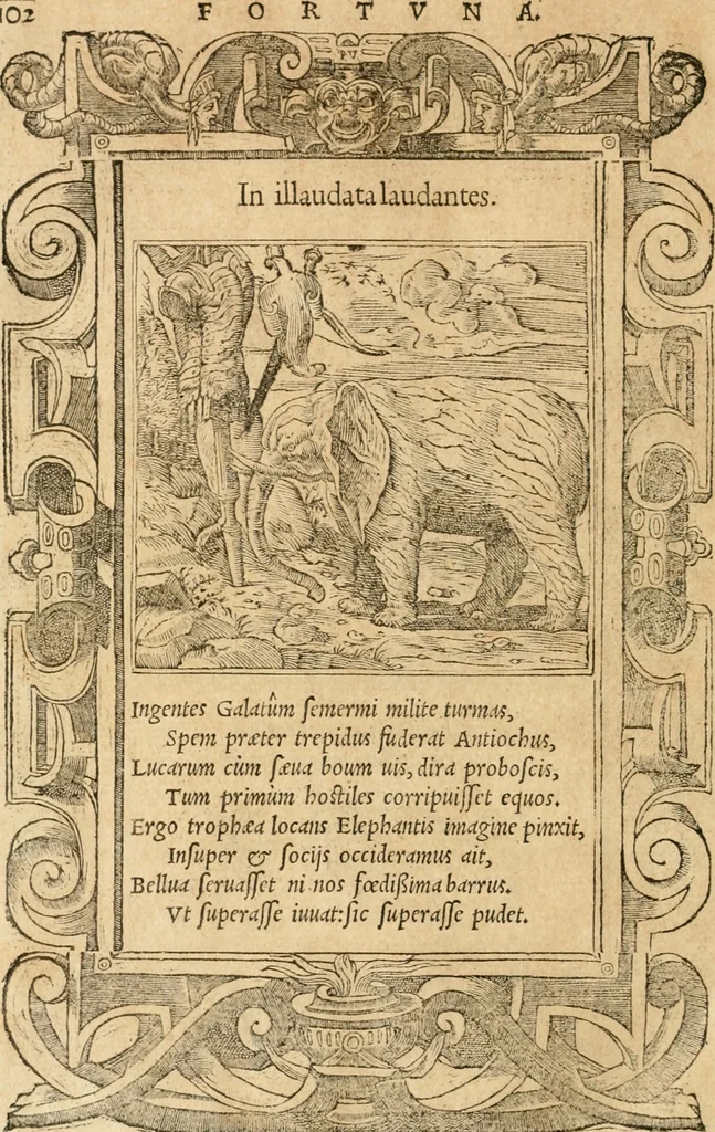 An illustration from Emblemata Andreae Alciati, iurisconsulti clarissimi, 1548, leaf 105