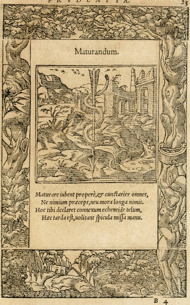 An illustration from Emblemata Andreae Alciati, iurisconsulti clarissimi, 1548, leaf 26