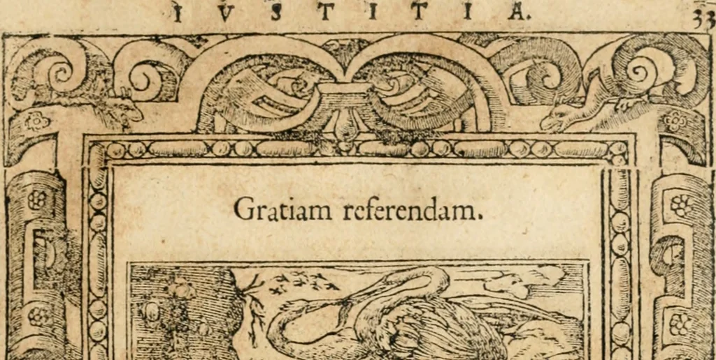 An illustration from Emblemata Andreae Alciati, iurisconsulti clarissimi, 1548, leaf 36
