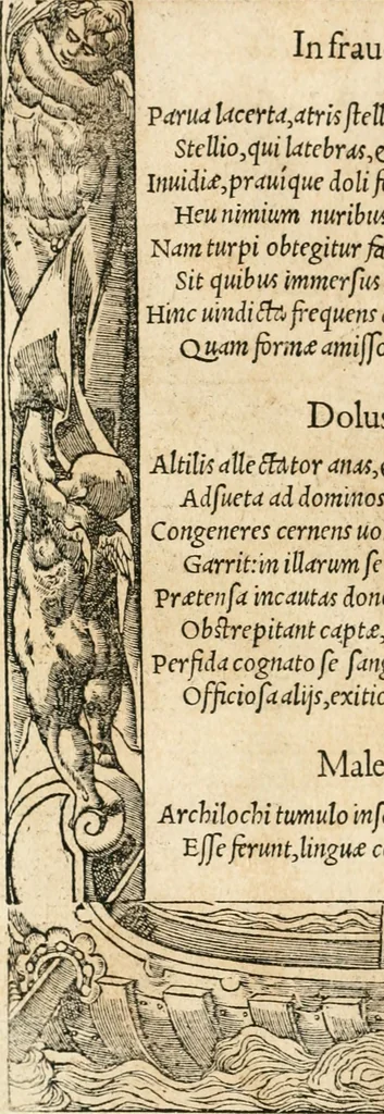 An illustration from Emblemata Andreae Alciati, iurisconsulti clarissimi, 1548, leaf 53