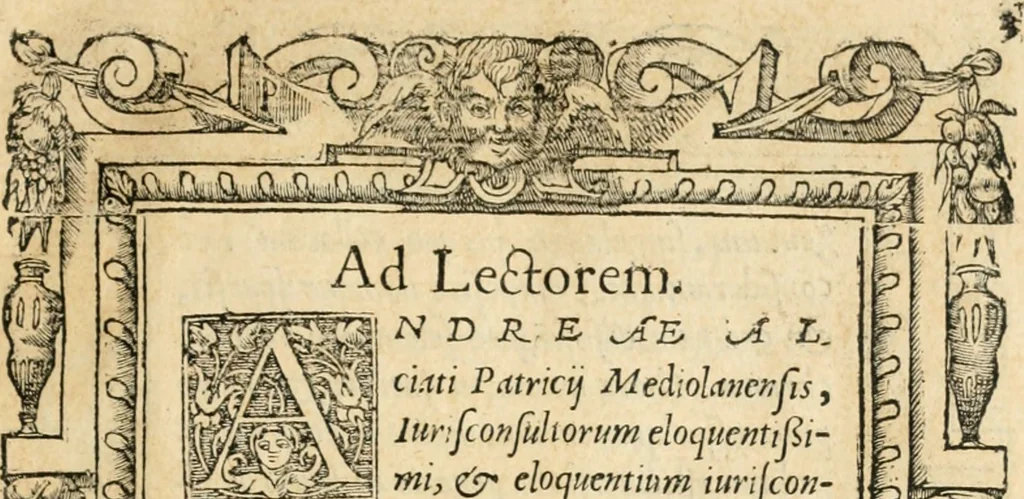 An illustration from Emblemata Andreae Alciati, iurisconsulti clarissimi, 1548, leaf 6