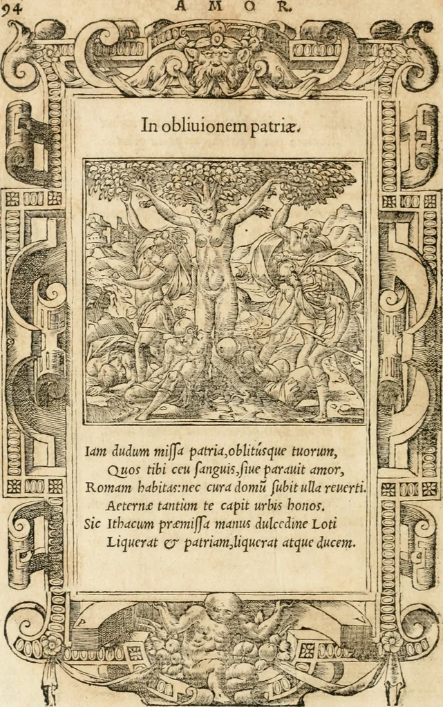 An illustration from Emblemata Andreae Alciati, iurisconsulti clarissimi, 1548, leaf 97
