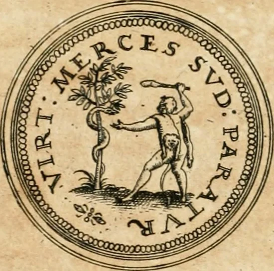 An illustration from Emblemata anniversaria Academiae Altorfinae : stvdiorvm ivventvtis exercitandorvm cavsa proposita et variorvm orationibvs exposita, 1597, leaf 143