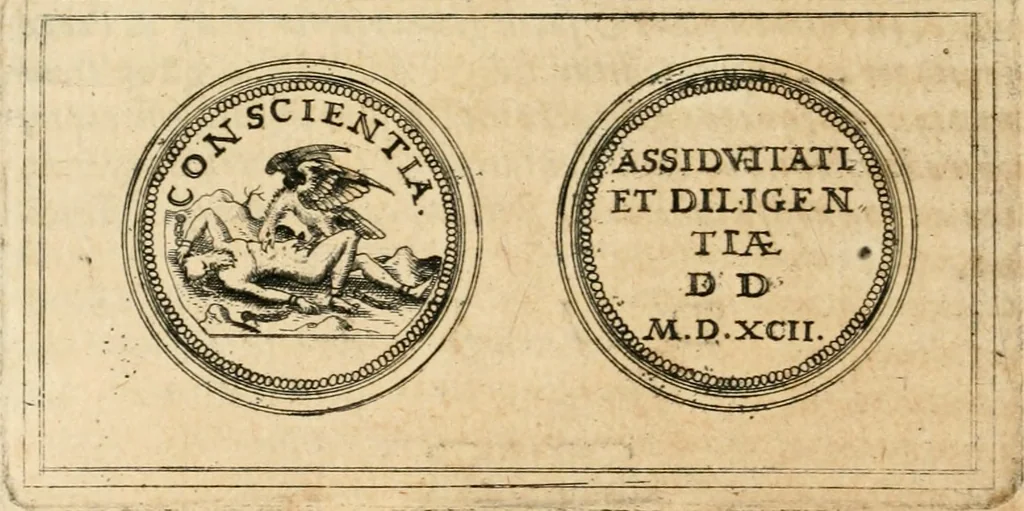 An illustration from Emblemata anniversaria Academiae Altorfinae : stvdiorvm ivventvtis exercitandorvm cavsa proposita et variorvm orationibvs exposita, 1597, leaf 205