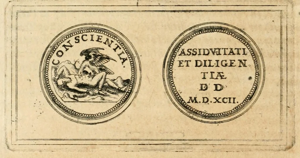 An illustration from Emblemata anniversaria Academiae Altorfinae : stvdiorvm ivventvtis exercitandorvm cavsa proposita et variorvm orationibvs exposita, 1597, leaf 206