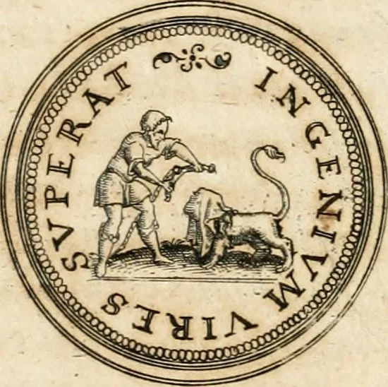 An illustration from Emblemata anniversaria Academiae Altorfinae : stvdiorvm ivventvtis exercitandorvm cavsa proposita et variorvm orationibvs exposita, 1597, leaf 39