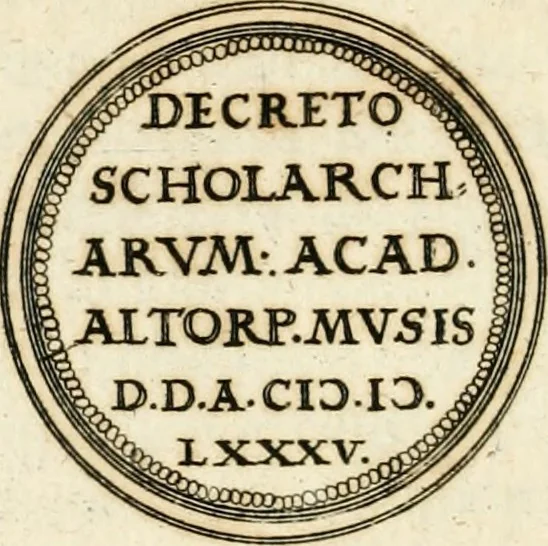 An illustration from Emblemata anniversaria Academiae Altorfinae : stvdiorvm ivventvtis exercitandorvm cavsa proposita et variorvm orationibvs exposita, 1597, leaf 71