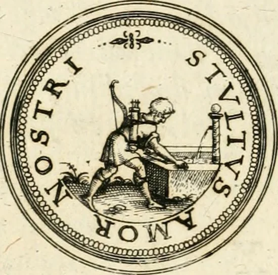 An illustration from Emblemata anniversaria Academiae Altorfinae : stvdiorvm ivventvtis exercitandorvm cavsa proposita et variorvm orationibvs exposita, 1597, leaf 75