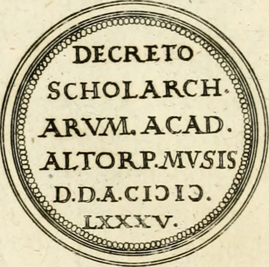 An illustration from Emblemata anniversaria Academiae Altorfinae : stvdiorvm ivventvtis exercitandorvm cavsa proposita et variorvm orationibvs exposita, 1597, leaf 75