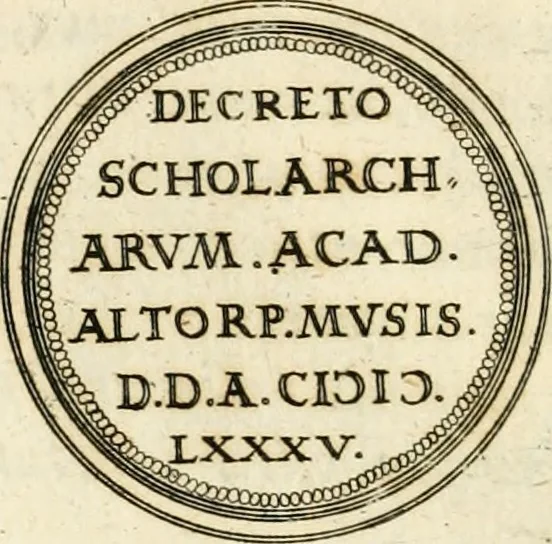 An illustration from Emblemata anniversaria Academiae Altorfinae : stvdiorvm ivventvtis exercitandorvm cavsa proposita et variorvm orationibvs exposita, 1597, leaf 79