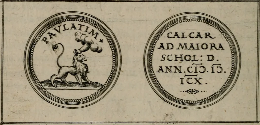 An illustration from Emblemata anniversaria Academiae Altorfinae : studiorum iuventutis exercitandorum causa proposita et variorum orationibus exposita, 1597, leaf 155