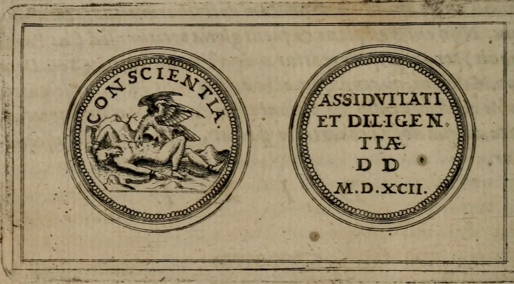 An illustration from Emblemata anniversaria Academiae Altorfinae : studiorum iuventutis exercitandorum causa proposita et variorum orationibus exposita, 1597, leaf 203