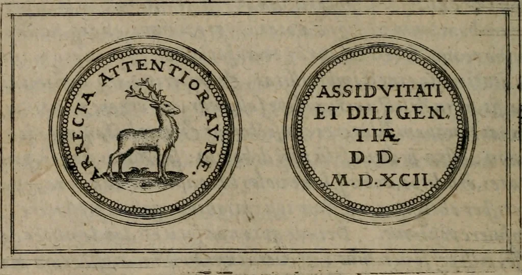 An illustration from Emblemata anniversaria Academiae Altorfinae : studiorum iuventutis exercitandorum causa proposita et variorum orationibus exposita, 1597, leaf 219