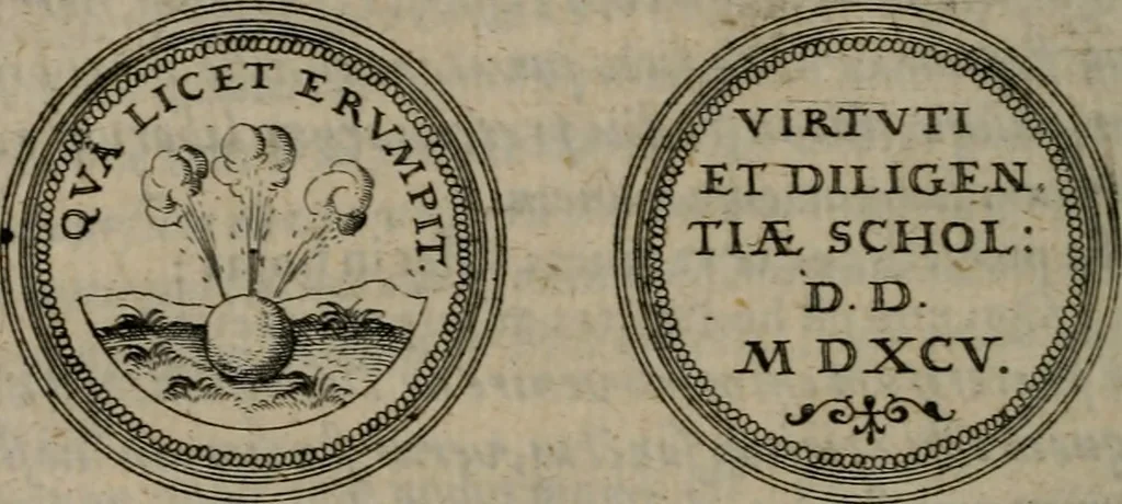 An illustration from Emblemata anniversaria Academiae Altorfinae : studiorum iuventutis exercitandorum causa proposita et variorum orationibus exposita, 1597, leaf 281