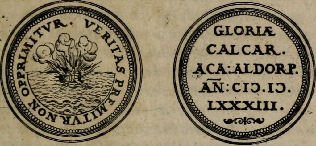 An illustration from Emblemata anniversaria Academiae Altorfinae : studiorum iuventutis exercitandorum causa proposita et variorum orationibus exposita, 1597, leaf 40