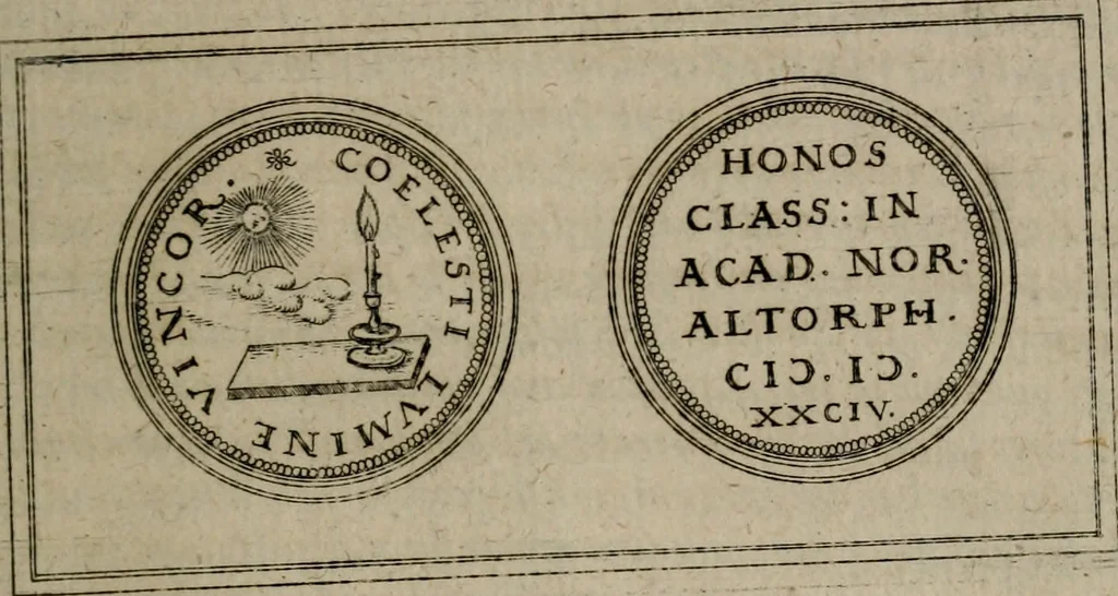 An illustration from Emblemata anniversaria Academiae Altorfinae : studiorum iuventutis exercitandorum causa proposita et variorum orationibus exposita, 1597, leaf 64