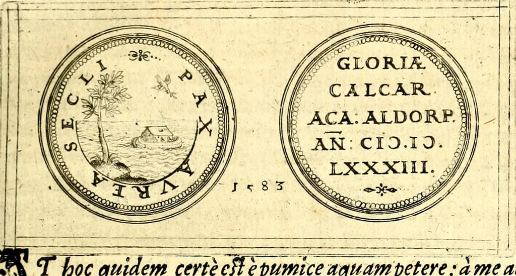 An illustration from Emblemata anniversaria Academiae Noribergensis, qvae est Altorffii: stvdiorum juventutis exercitandorum caussâ inde ab ann. Christi CD D LXXVII usq; ad annum CD D CXVI proposita; oratiunculis eruditis & nervosis in panegyribus academicis explicata, 1617, leaf 104