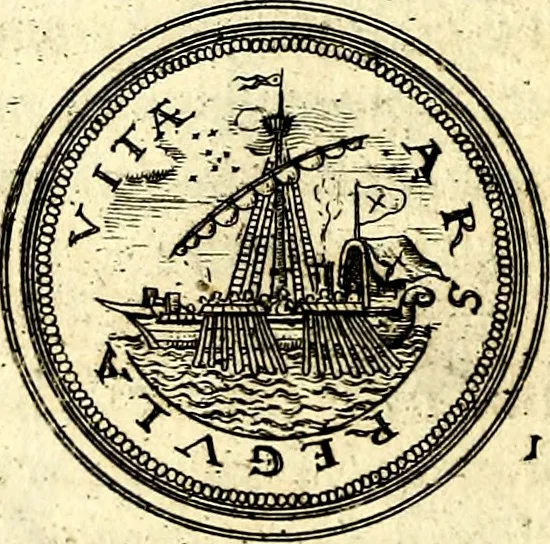 An illustration from Emblemata anniversaria Academiae Noribergensis, qvae est Altorffii: stvdiorum juventutis exercitandorum caussâ inde ab ann. Christi CD D LXXVII usq; ad annum CD D CXVI proposita; oratiunculis eruditis & nervosis in panegyribus academicis explicata, 1617, leaf 129