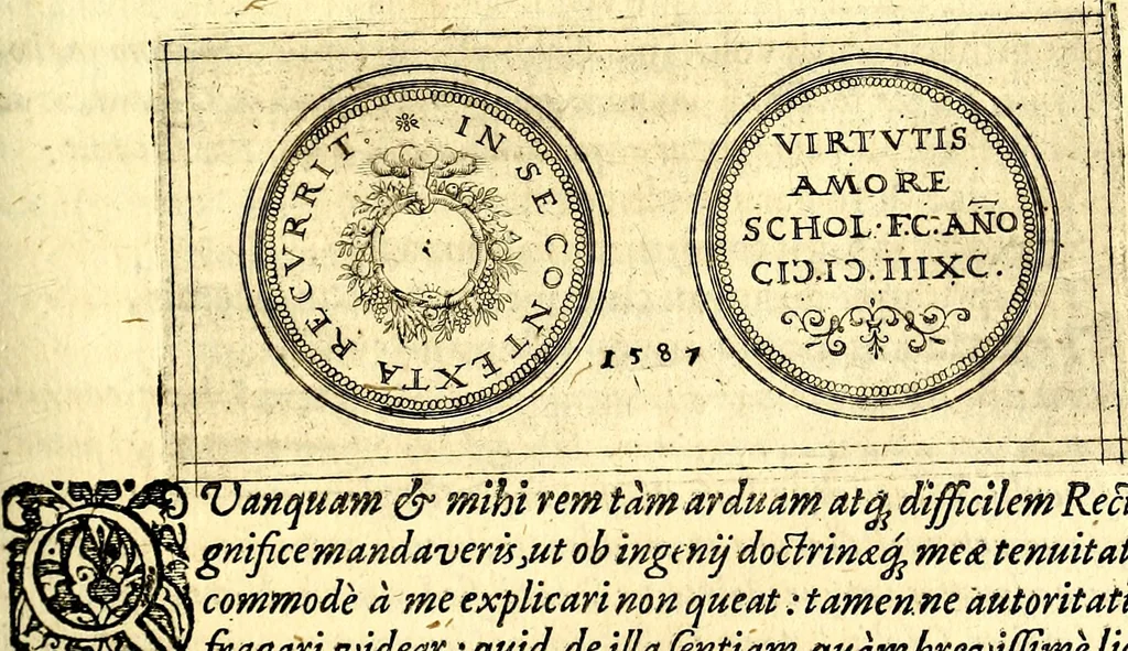 An illustration from Emblemata anniversaria Academiae Noribergensis, qvae est Altorffii: stvdiorum juventutis exercitandorum caussâ inde ab ann. Christi CD D LXXVII usq; ad annum CD D CXVI proposita; oratiunculis eruditis & nervosis in panegyribus academicis explicata, 1617, leaf 144