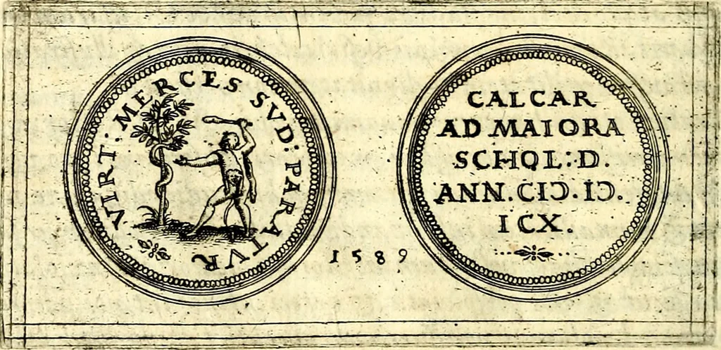 An illustration from Emblemata anniversaria Academiae Noribergensis, qvae est Altorffii: stvdiorum juventutis exercitandorum caussâ inde ab ann. Christi CD D LXXVII usq; ad annum CD D CXVI proposita; oratiunculis eruditis & nervosis in panegyribus academicis explicata, 1617, leaf 173