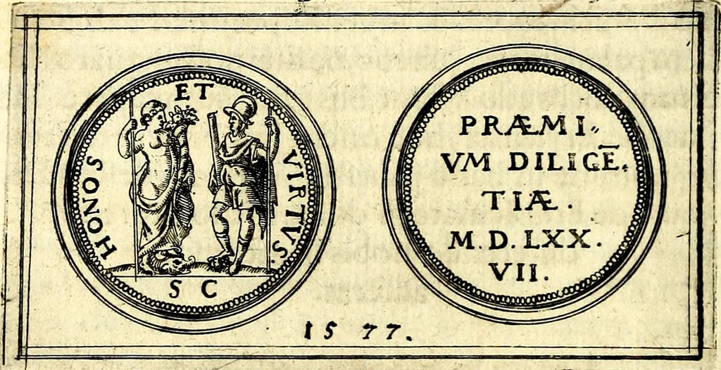An illustration from Emblemata anniversaria Academiae Noribergensis, qvae est Altorffii: stvdiorum juventutis exercitandorum caussâ inde ab ann. Christi CD D LXXVII usq; ad annum CD D CXVI proposita; oratiunculis eruditis & nervosis in panegyribus academicis explicata, 1617, leaf 23