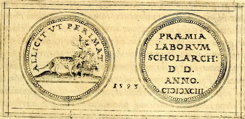 An illustration from Emblemata anniversaria Academiae Noribergensis, qvae est Altorffii: stvdiorum juventutis exercitandorum caussâ inde ab ann. Christi CD D LXXVII usq; ad annum CD D CXVI proposita; oratiunculis eruditis & nervosis in panegyribus academicis explicata, 1617, leaf 242