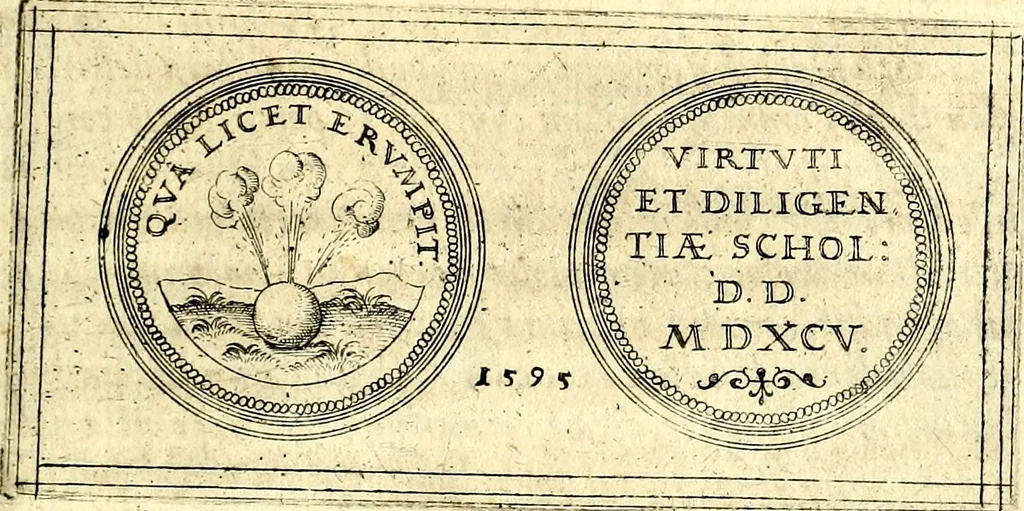 An illustration from Emblemata anniversaria Academiae Noribergensis, qvae est Altorffii: stvdiorum juventutis exercitandorum caussâ inde ab ann. Christi CD D LXXVII usq; ad annum CD D CXVI proposita; oratiunculis eruditis & nervosis in panegyribus academicis explicata, 1617, leaf 276
